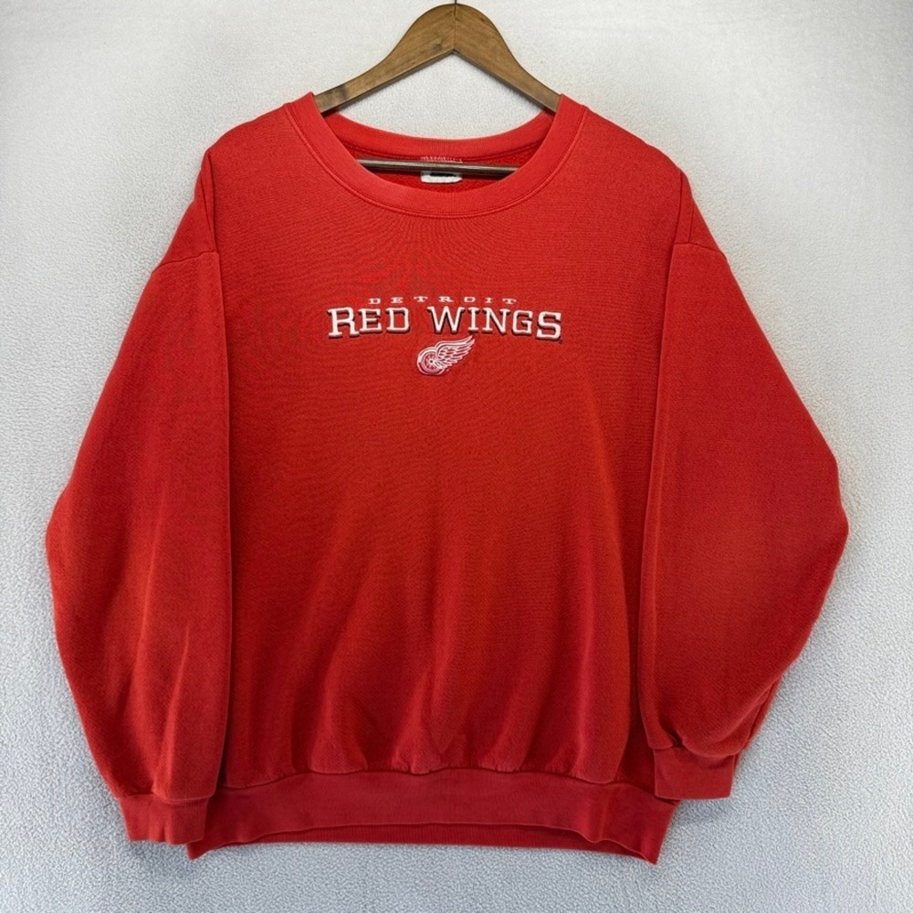 Vintage Detroit Red Wings Sweatshirt Men's Large Embroidered Crewneck Spellout